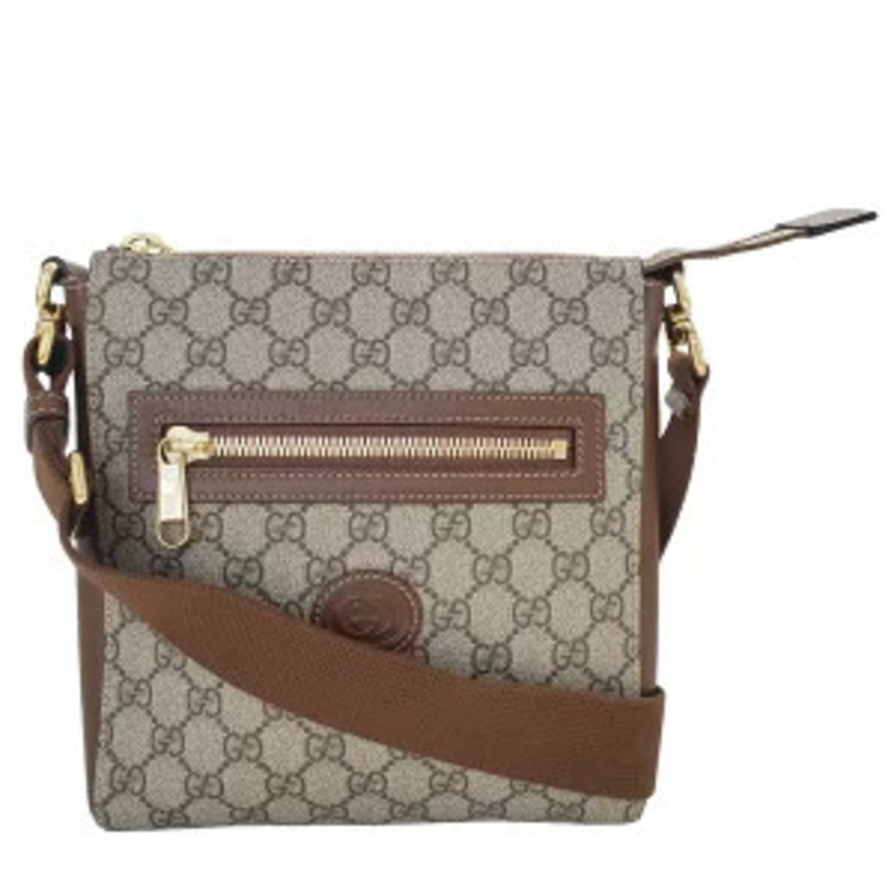 Gucci Bag Shoulder GG Supreme Canvas Brown Black Summer Pouch